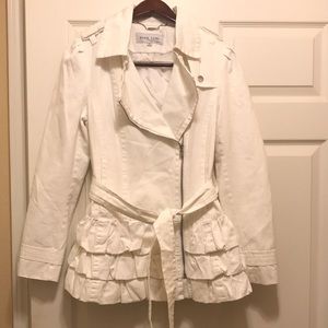 White, medium black rivet ruffle jacket
